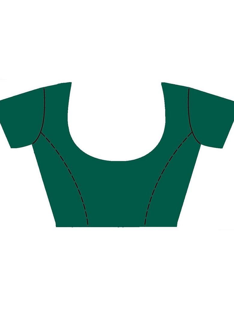 White Embroidered Poly Blend Saree Set With Blouse