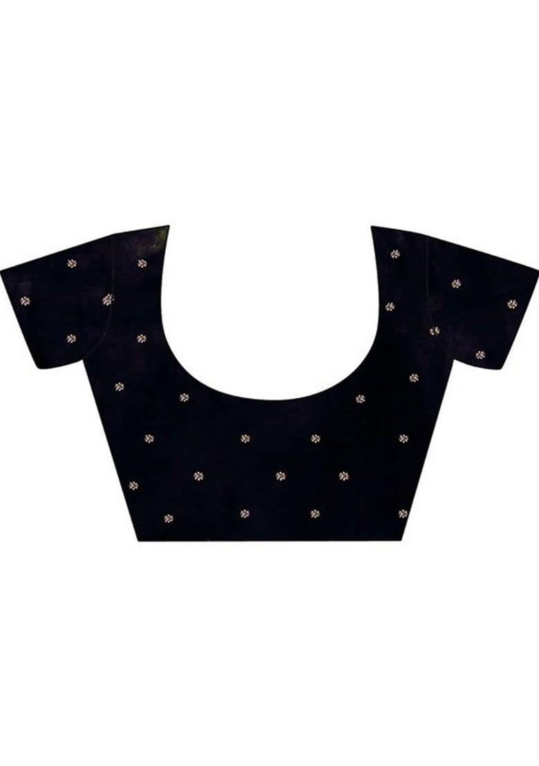 Grey Embroidered Poly Blend Saree Set With Blouse