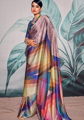 Yellow Embroidered Poly Blend Saree Set With Blouse