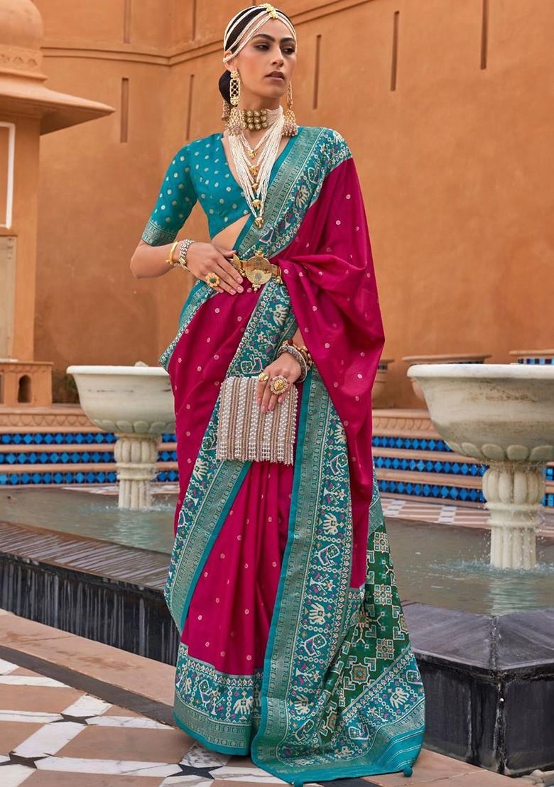 Maroon Embroidered Poly Blend Saree Set With Blouse