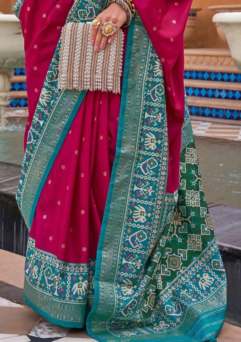 Maroon Embroidered Poly Blend Saree Set With Blouse