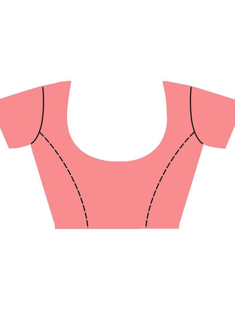 Orange Embroidered Poly Blend Saree Set With Blouse