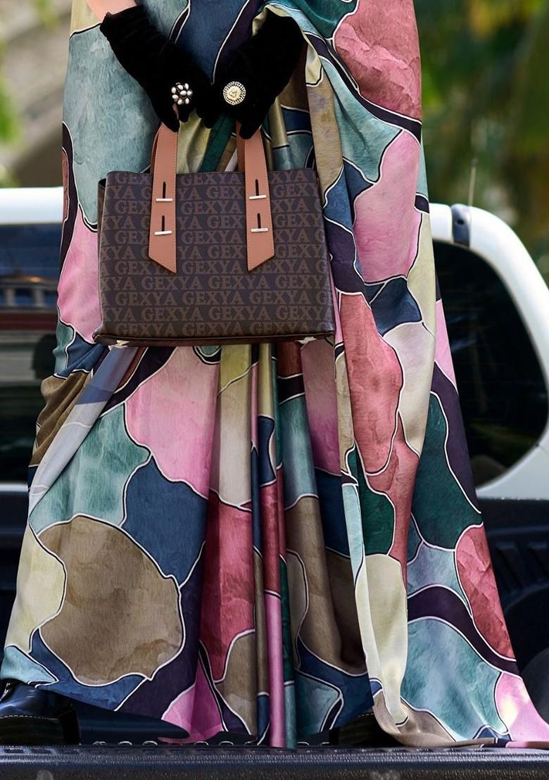 Pink Embroidered Poly Blend Saree Set With Blouse