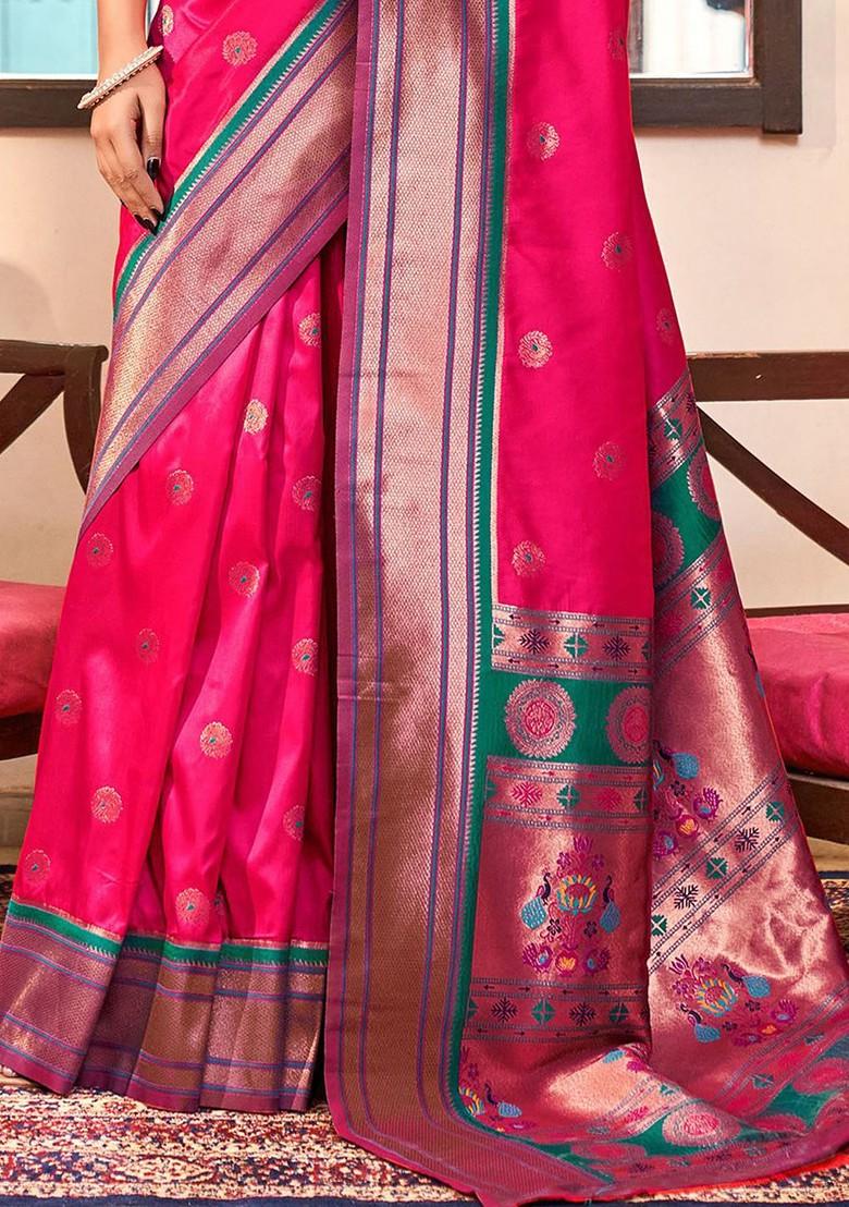 Red Embroidered Poly Blend Saree Set With Blouse