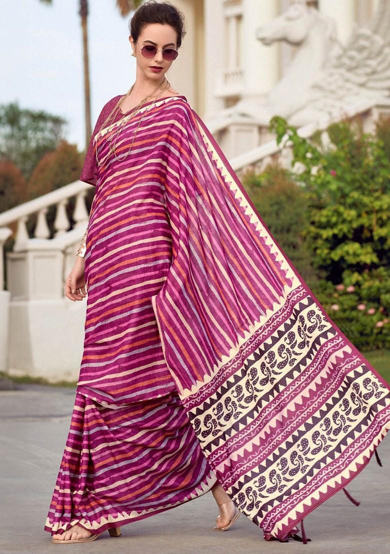 Maroon Embroidered Poly Blend Saree Set With Blouse