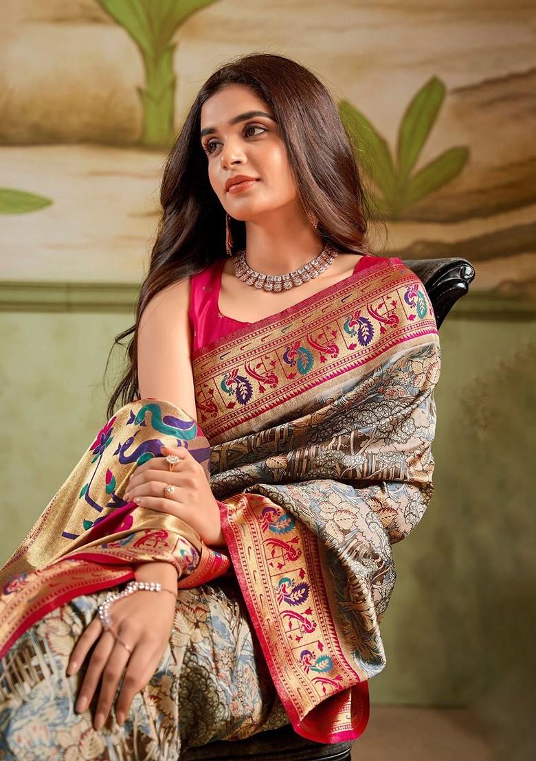 Yellow Embroidered Poly Blend Saree Set With Blouse