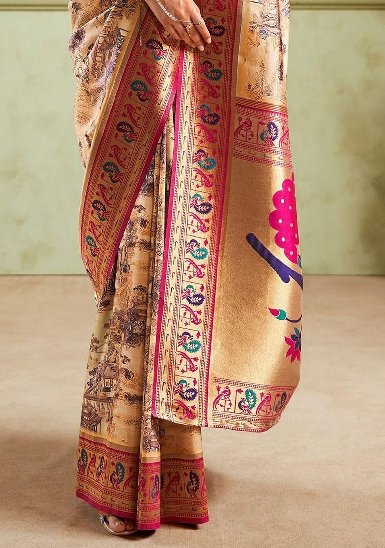 Pink Embroidered Poly Blend Saree Set With Blouse