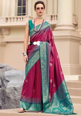 Maroon Embroidered Poly Blend Saree Set With Blouse