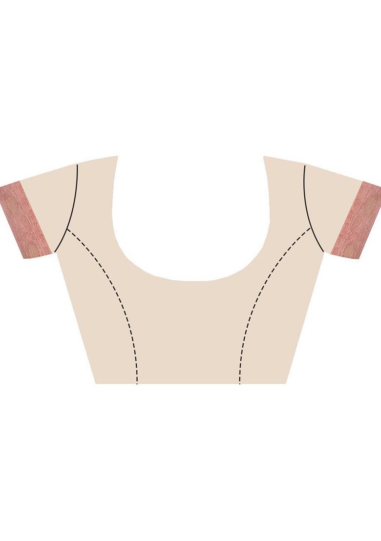 White Embroidered Poly Blend Saree Set With Blouse