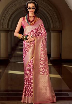 Maroon Embroidered Poly Blend Saree Set With Blouse