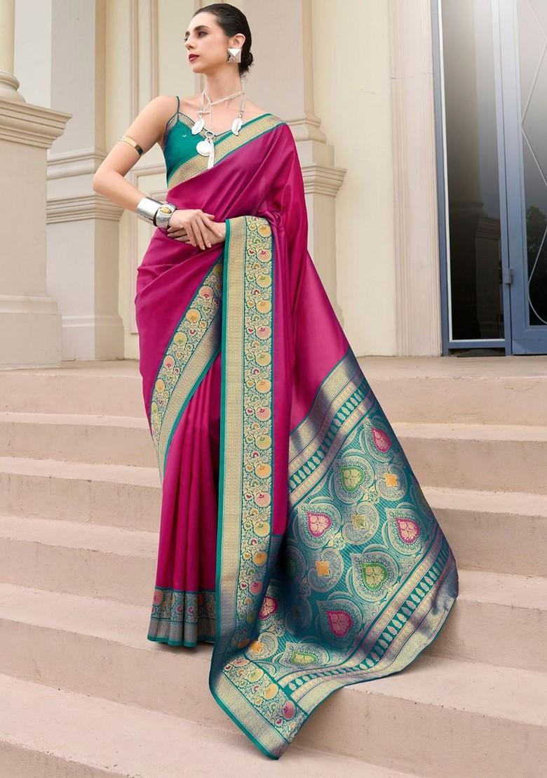 Maroon Embroidered Poly Blend Saree Set With Blouse