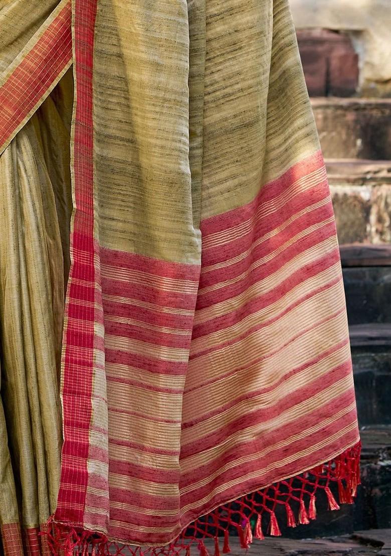 Mustard Yellow Embroidered Poly Blend Saree Set With Blouse