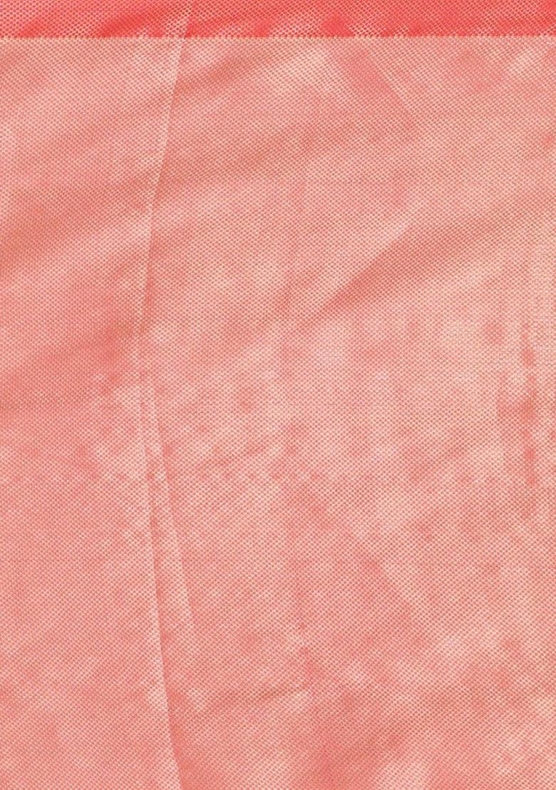 Light Pink Embroidererd Banarsi Silk Saree Set