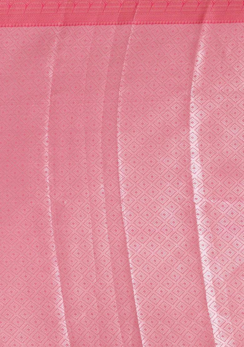 Light Purple Embroidererd Banarsi Silk Saree Set