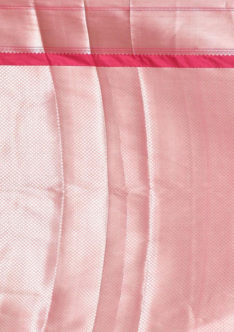 Metalic Silver Embroidererd Banarsi Silk Saree Set