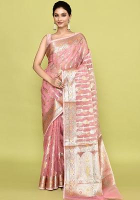 Multicolor Embroidererd Banarsi Silk Saree Set