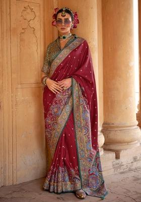 Maroon Printed Georgette Saree Set