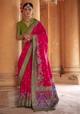 Maroon Printed Georgette Saree Set