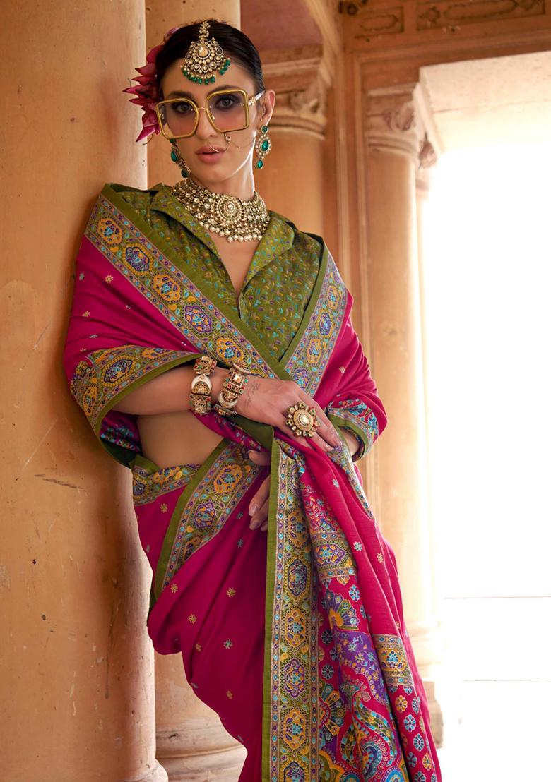 Maroon Printed Georgette Saree Set