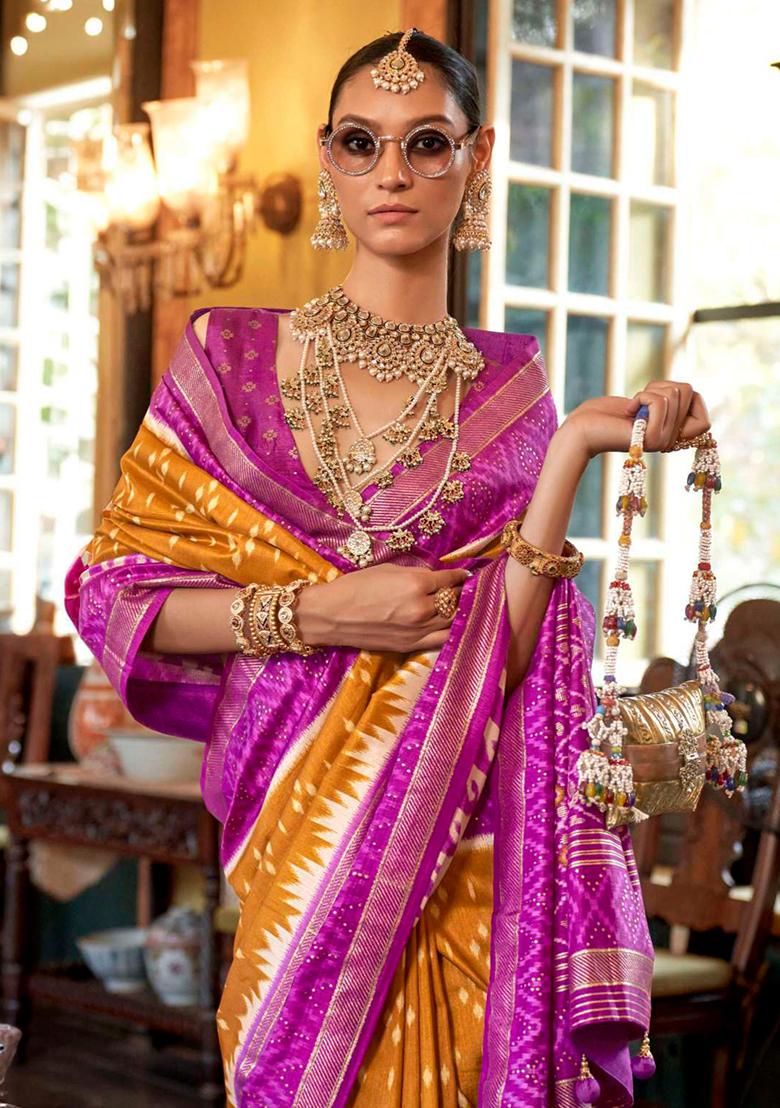 Pink Printed Georgette Saree Set