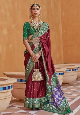 Maroon Printed Georgette Saree Set