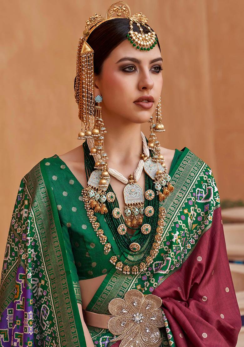 Maroon Printed Georgette Saree Set