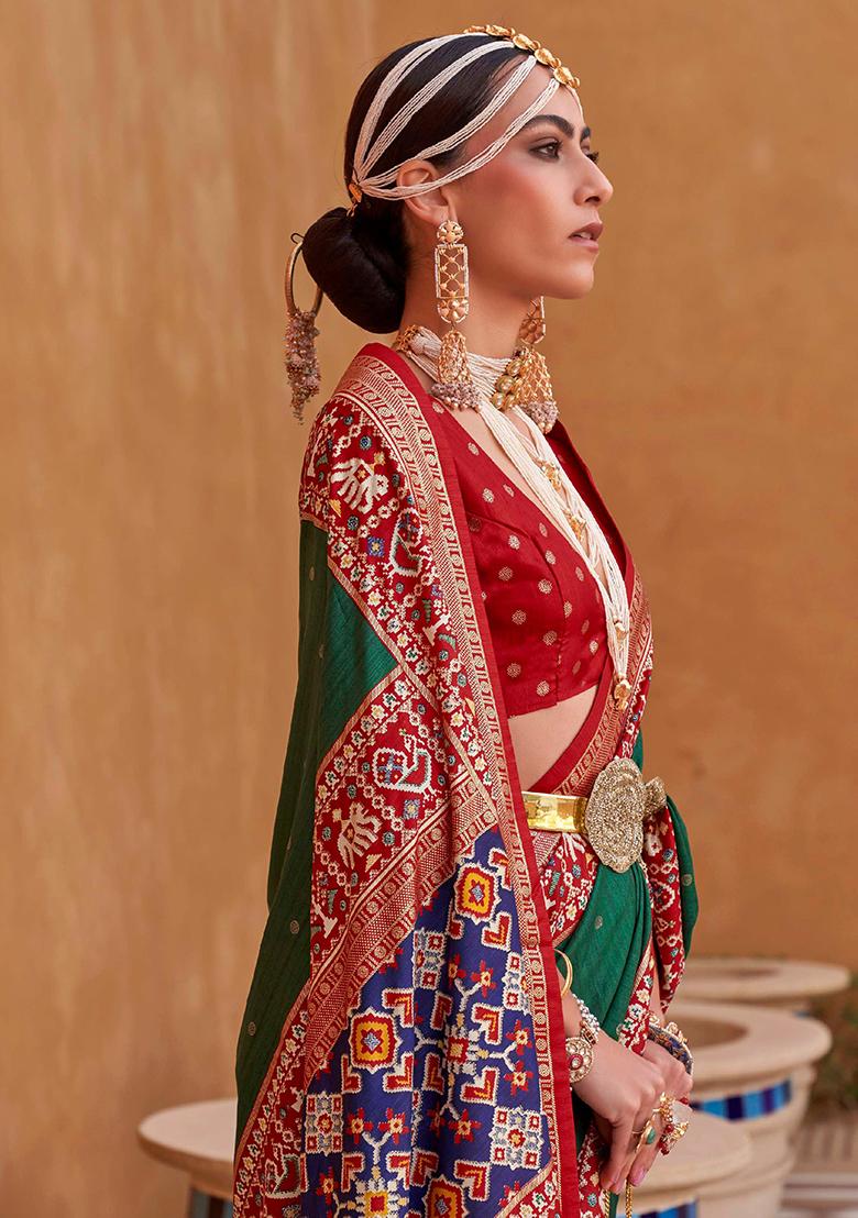 Green Printed Georgette Saree Set