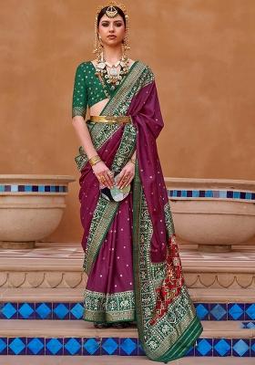 Maroon Printed Georgette Saree Set