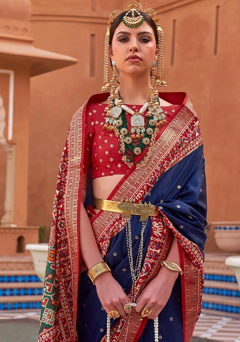 Blue Printed Georgette Saree Set