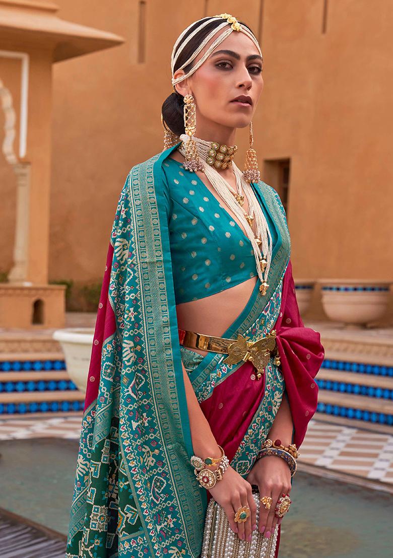 Maroon Printed Georgette Saree Set