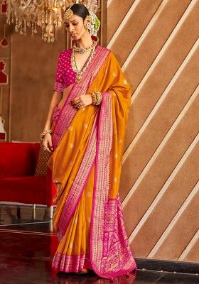 Yellow Printed Georgette Saree Set