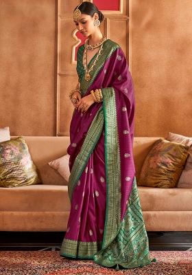 Maroon Printed Georgette Saree Set