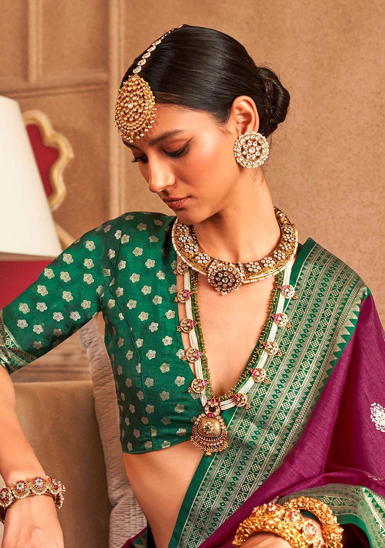 Maroon Printed Georgette Saree Set