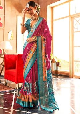 Maroon Printed Georgette Saree Set
