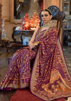 Maroon Printed Georgette Saree Set