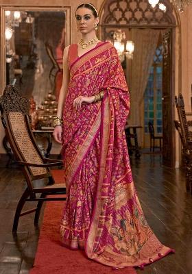 Maroon Printed Georgette Saree Set