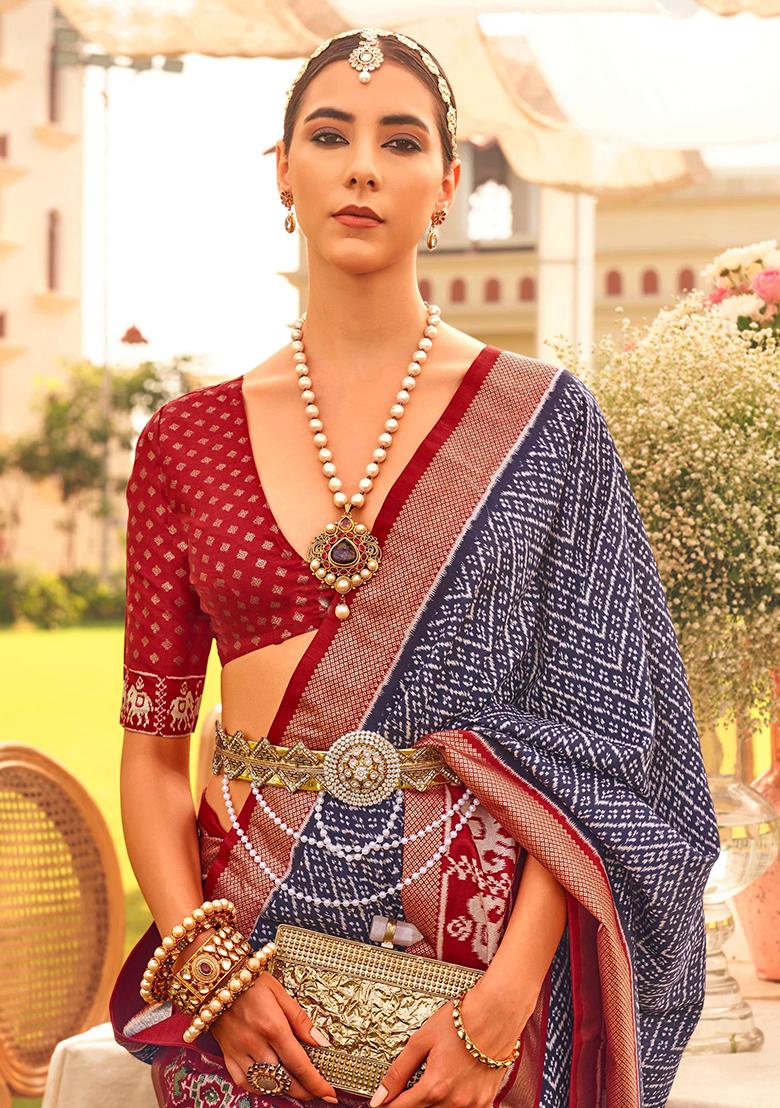 Purple Printed Georgette Saree Set