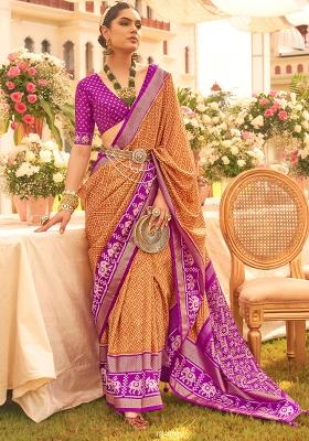 Yellow Printed Georgette Saree Set