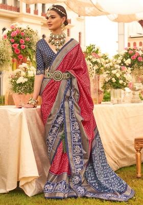 Maroon Printed Georgette Saree Set