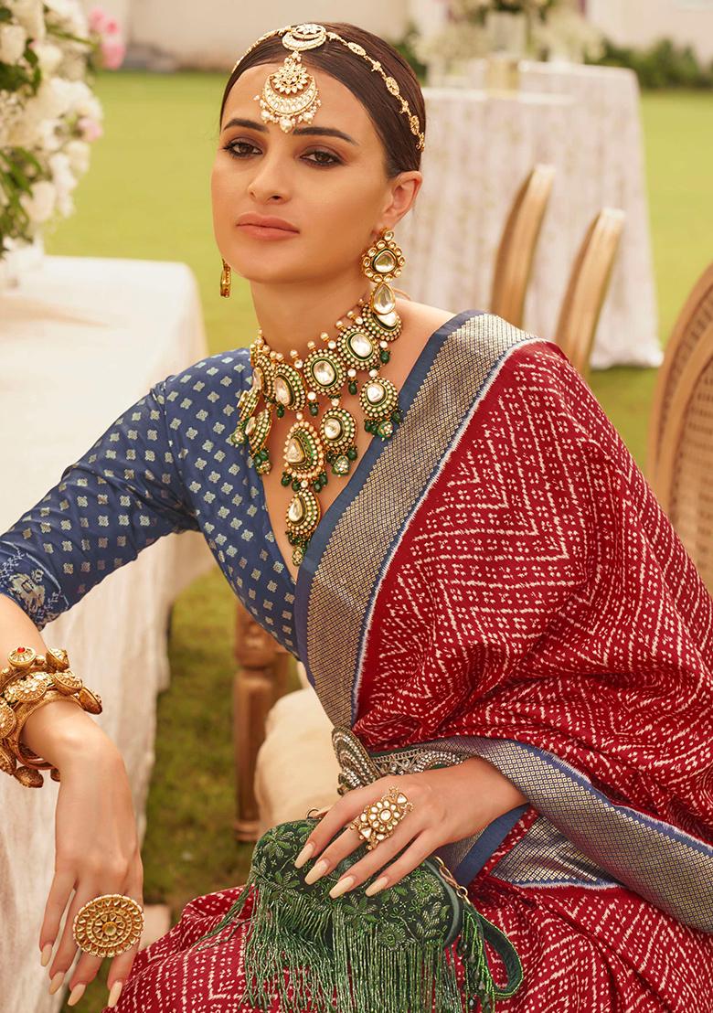 Maroon Printed Georgette Saree Set