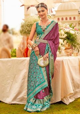 Maroon Printed Georgette Saree Set