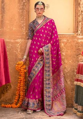 Maroon Printed Georgette Saree Set