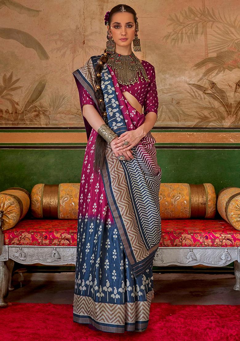 Maroon Printed Georgette Saree Set