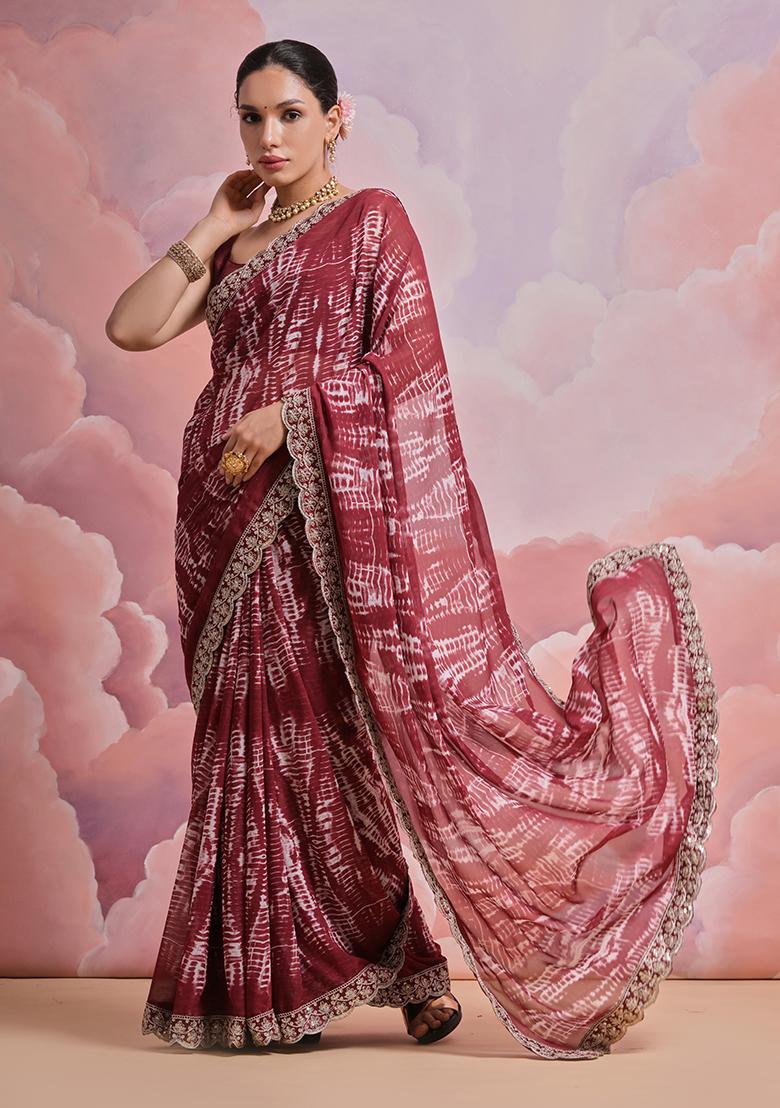 Red Sequin Embroidered Georgette Saree set