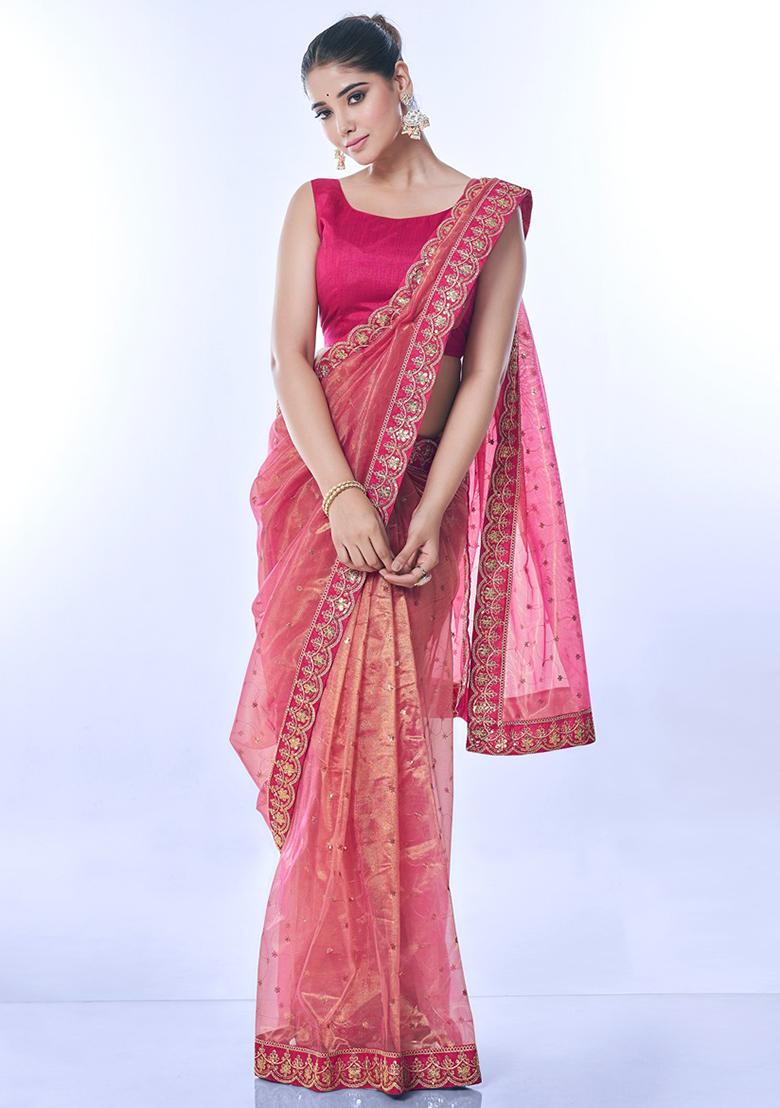 Multicolor Digital Print Chinon Saree set