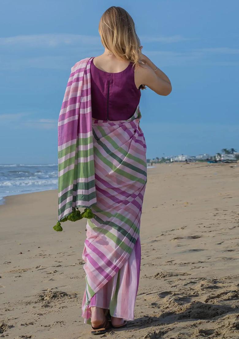 Multicolor Digital Print Cotton Saree set