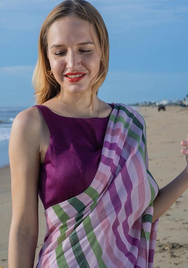 Multicolor Digital Print Cotton Saree set