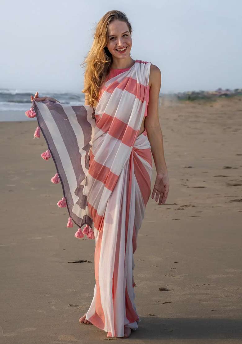 Multicolor Digital Print Cotton Saree set for Diwali and Festive Wear - Indya
