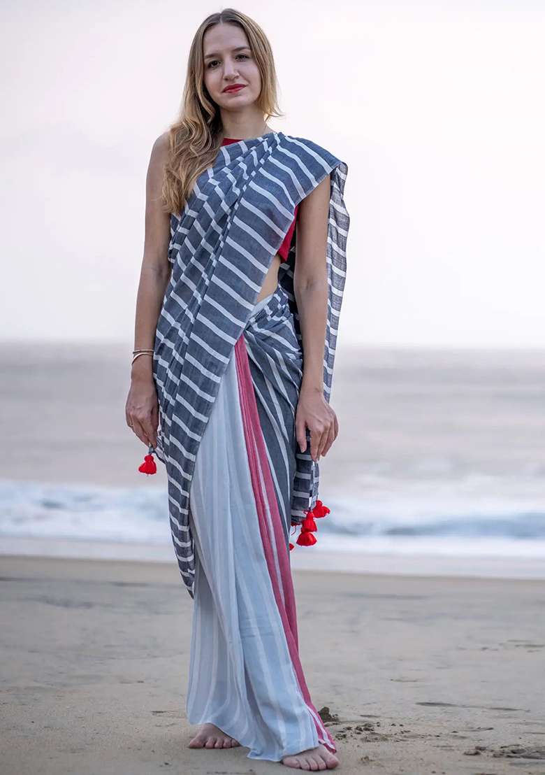 Multicolor Digital Print Cotton Saree set for Diwali and Festive Wear - Indya
