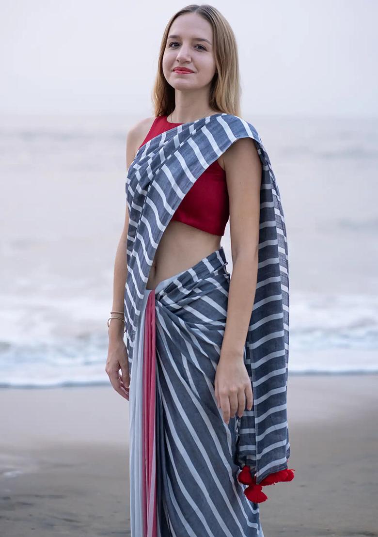 Multicolor Digital Print Cotton Saree set